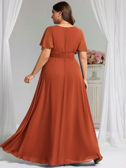 ever KIMORA|Maxi Chiffon Ruffles Sleeve Wedding Guest Dress