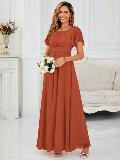 ever KIMORA|Maxi Chiffon Ruffles Sleeve Wedding Guest Dress
