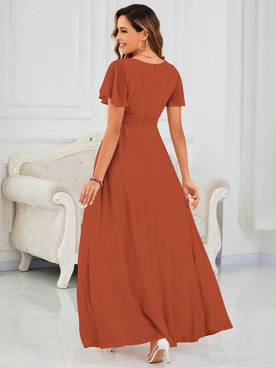 ever KIMORA|Maxi Chiffon Ruffles Sleeve Wedding Guest Dress