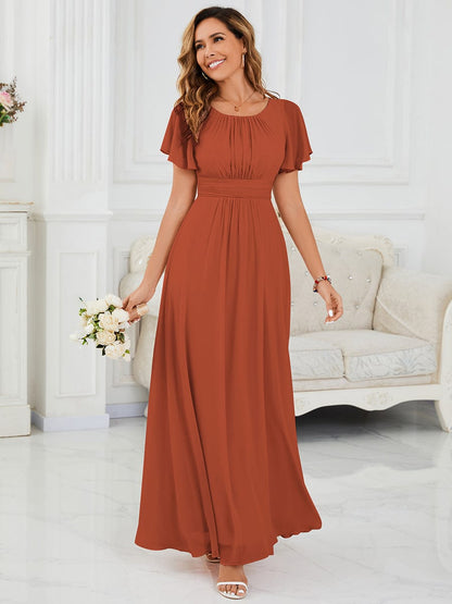 ever KIMORA|Maxi Chiffon Ruffles Sleeve Wedding Guest Dress
