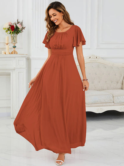 ever KIMORA|Maxi Chiffon Ruffles Sleeve Wedding Guest Dress