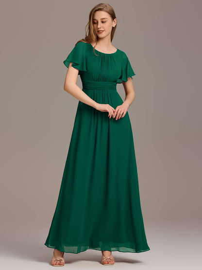 ever KIMORA|Maxi Chiffon Ruffles Sleeve Wedding Guest Dress