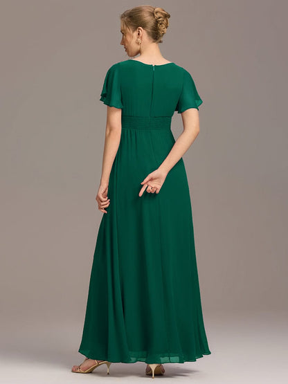 ever KIMORA|Maxi Chiffon Ruffles Sleeve Wedding Guest Dress