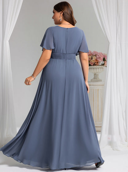 ever KIMORA|Simple Chiffon Pleated A-Line Bridesmaid Dress