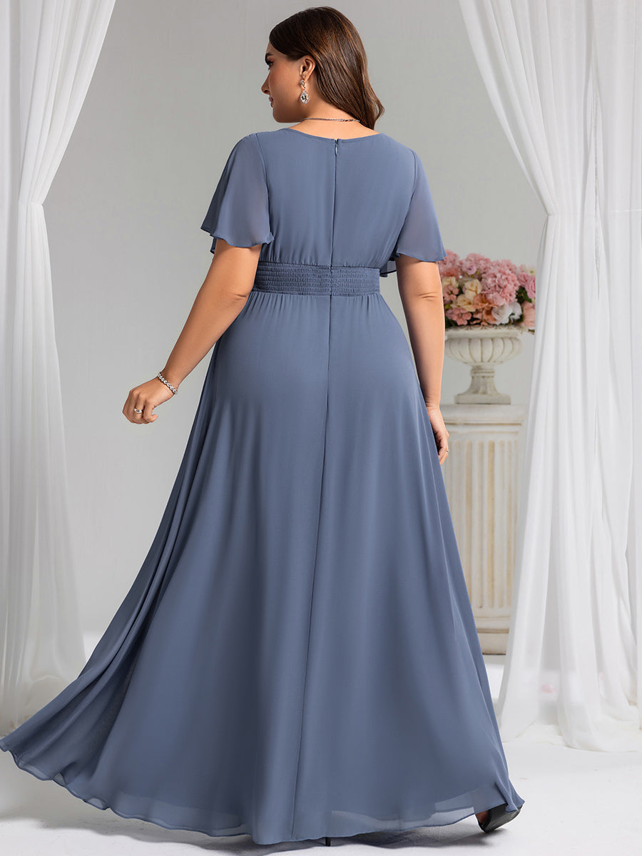 ever KIMORA|Maxi Chiffon Ruffles Sleeve Wedding Guest Dress