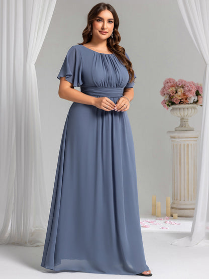 pretty KIMORA|Plus Size Printed Chiffon Pleated Maxi Wedding Guest Dress