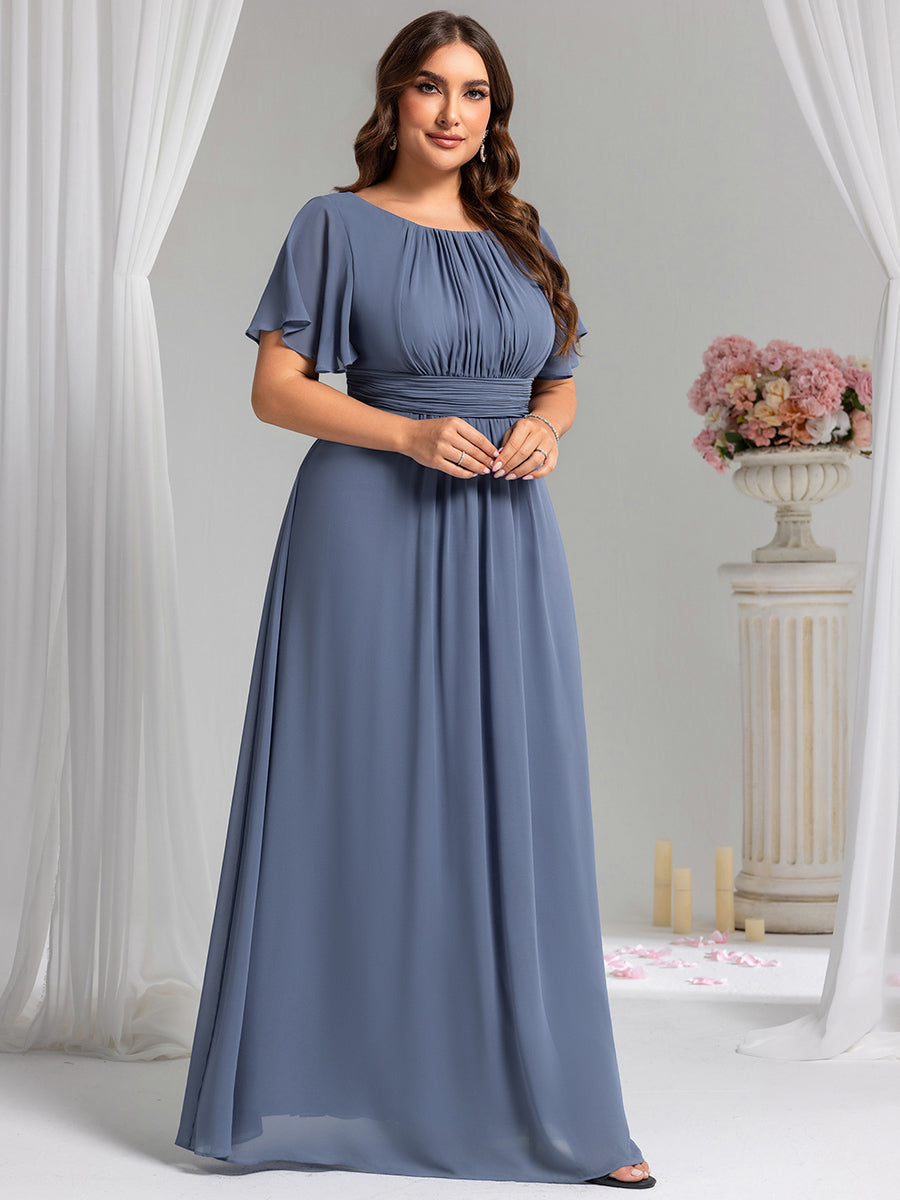 ever KIMORA|Simple Chiffon Pleated A-Line Bridesmaid Dress