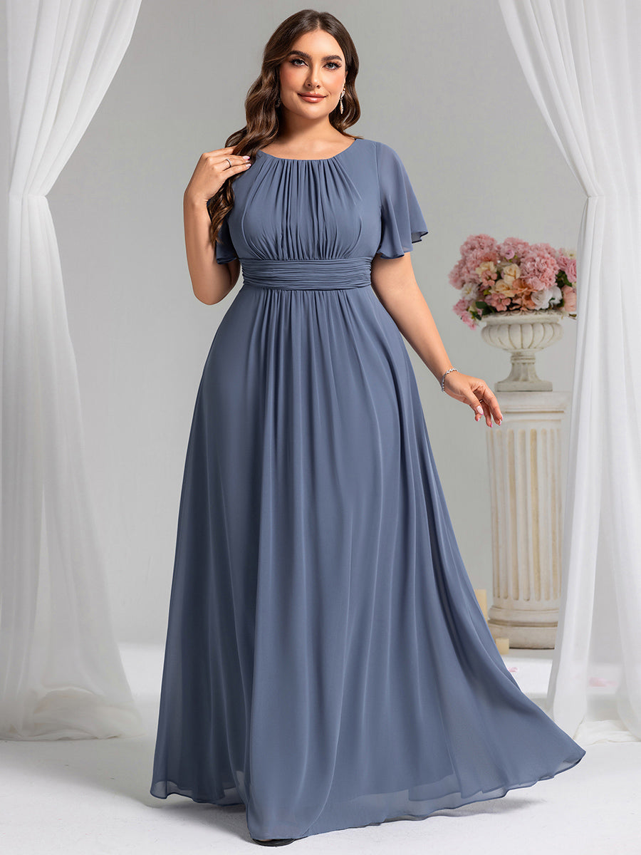 ever KIMORA|Simple Chiffon Pleated A-Line Bridesmaid Dress