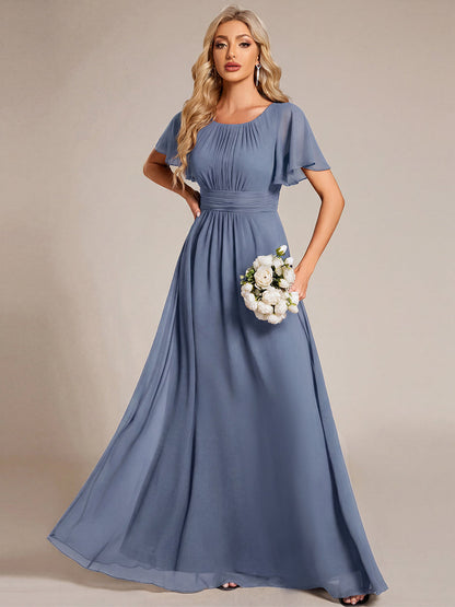 ever KIMORA|Maxi Chiffon Ruffles Sleeve Wedding Guest Dress