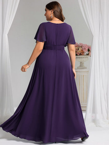 ever KIMORA|Maxi Chiffon Ruffles Sleeve Wedding Guest Dress