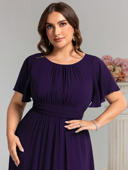 pretty KIMORA|Plus Size Printed Chiffon Pleated Maxi Wedding Guest Dress