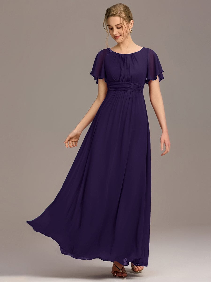 ever KIMORA|Maxi Chiffon Ruffles Sleeve Wedding Guest Dress