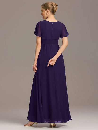 ever KIMORA|Maxi Chiffon Ruffles Sleeve Wedding Guest Dress