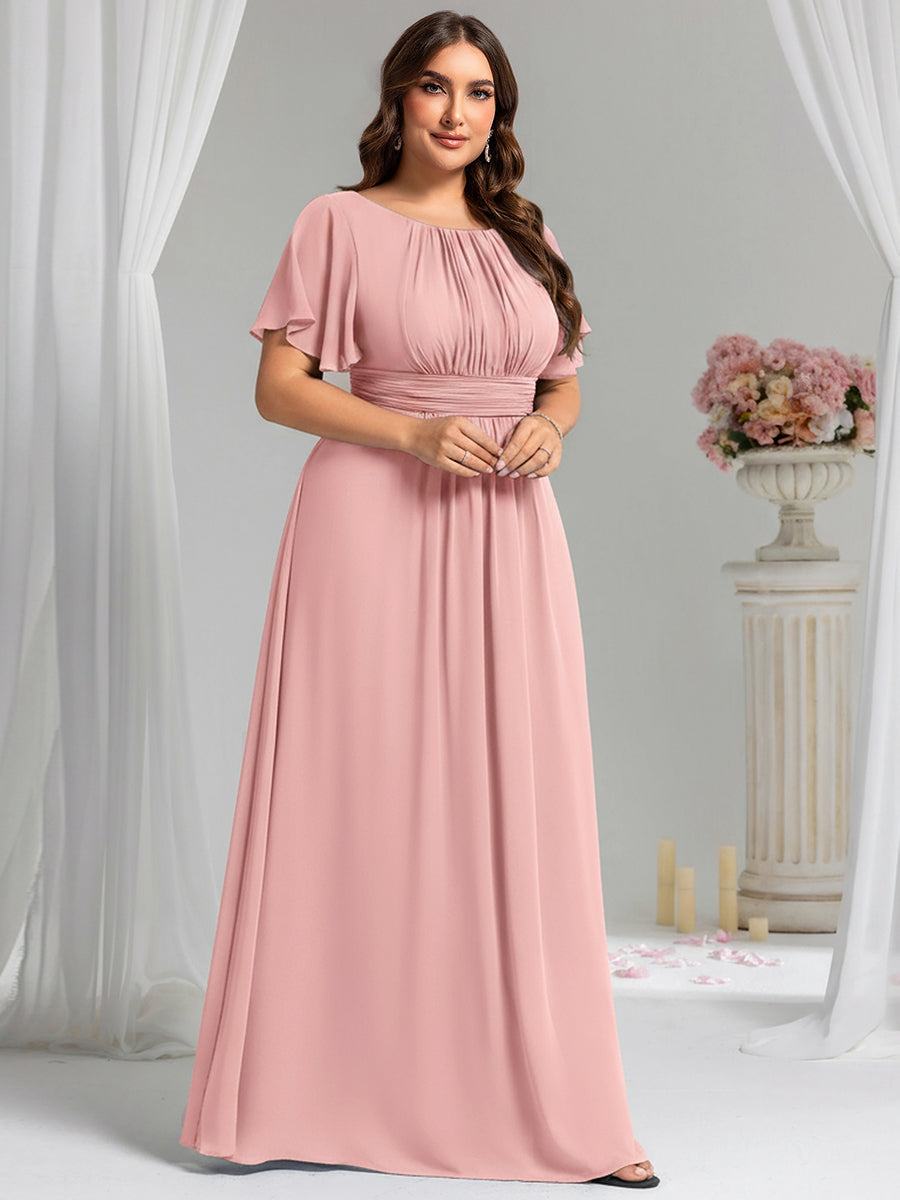 ever KIMORA|Ruched Chiffon Ruffle Sleeve Bridesmaid Dress