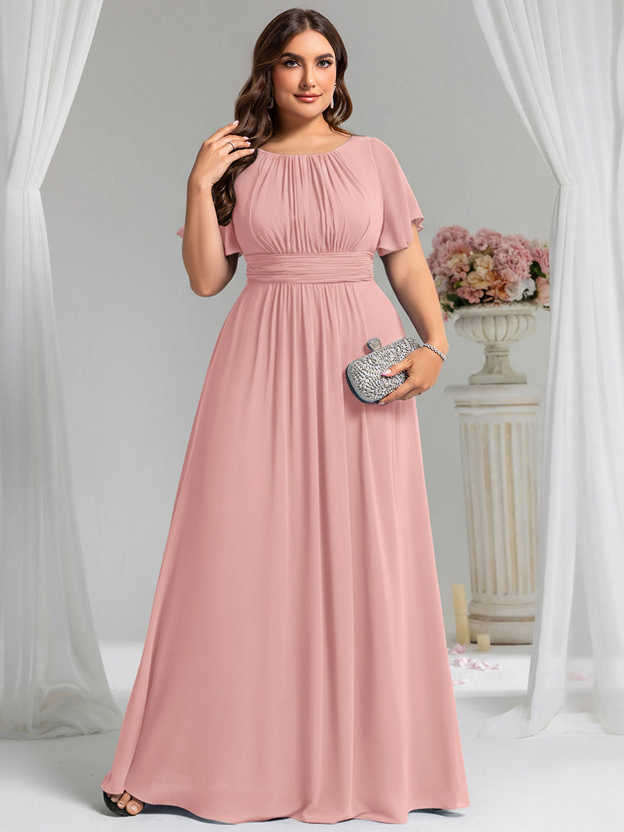 pretty KIMORA|Plus Size Printed Chiffon Pleated Maxi Wedding Guest Dress