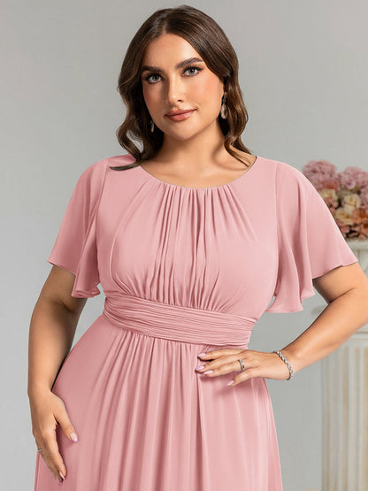 ever KIMORA|Ruched Chiffon Ruffle Sleeve Bridesmaid Dress