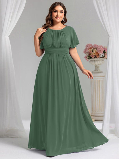 ever KIMORA|Maxi Chiffon Ruffles Sleeve Wedding Guest Dress