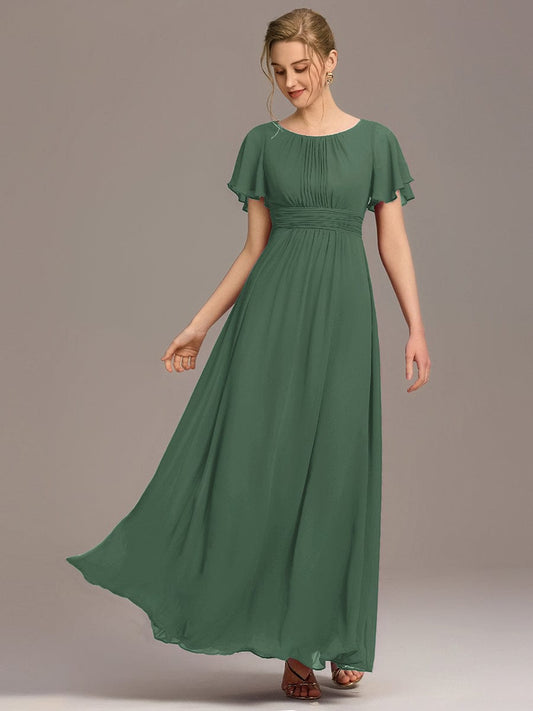 ever KIMORA|Maxi Chiffon Ruffles Sleeve Wedding Guest Dress
