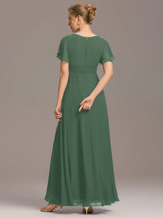 ever KIMORA|Maxi Chiffon Ruffles Sleeve Wedding Guest Dress
