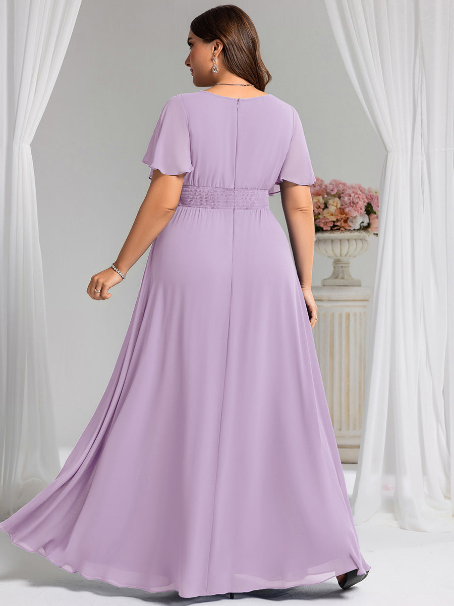ever KIMORA|Ruched Chiffon Ruffle Sleeve Bridesmaid Dress