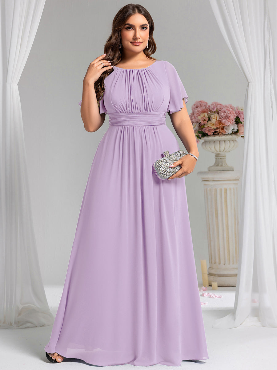 ever KIMORA|Ruched Chiffon Ruffle Sleeve Bridesmaid Dress