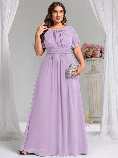ever KIMORA|Ruched Chiffon Ruffle Sleeve Bridesmaid Dress