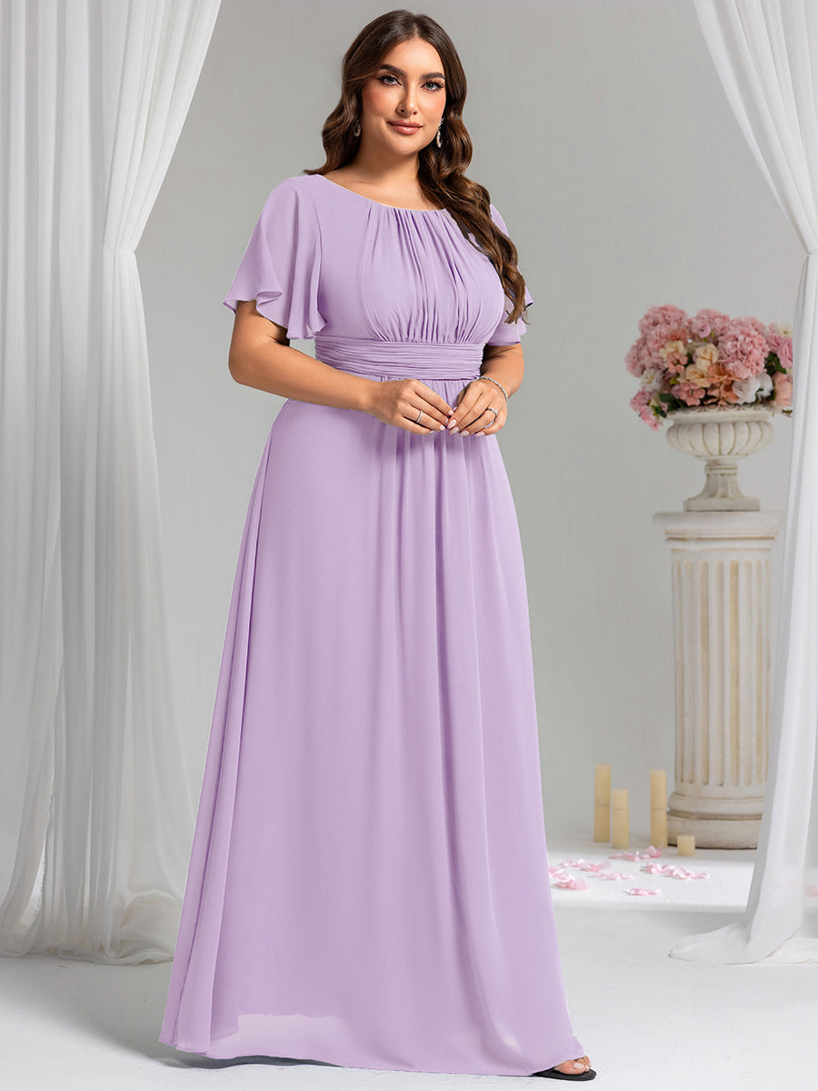 ever KIMORA|Ruched Chiffon Ruffle Sleeve Bridesmaid Dress