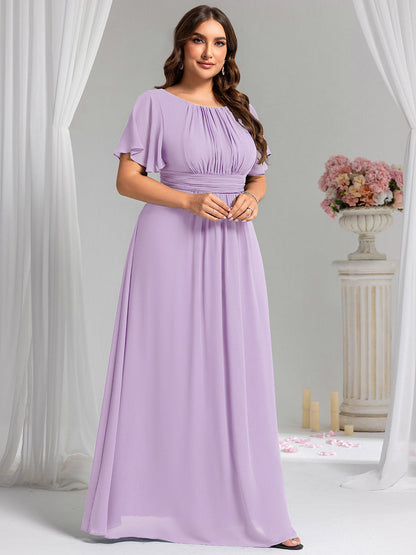 ever KIMORA|Ruched Chiffon Ruffle Sleeve Bridesmaid Dress