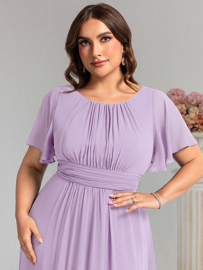 ever KIMORA|Ruched Chiffon Ruffle Sleeve Bridesmaid Dress