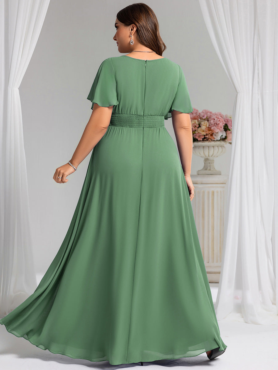 ever KIMORA|Ruched Chiffon Ruffle Sleeve Bridesmaid Dress