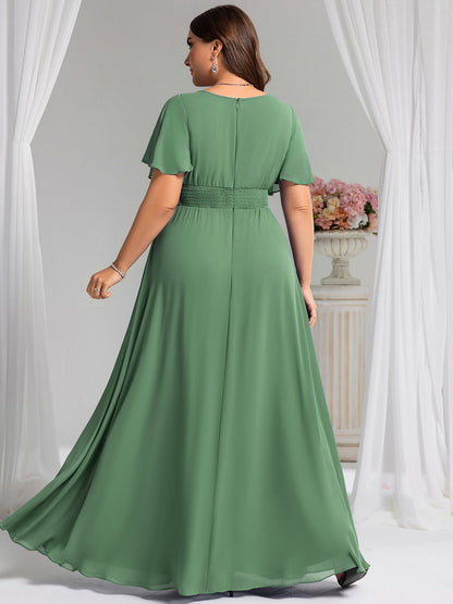ever KIMORA|Ruched Chiffon Ruffle Sleeve Bridesmaid Dress