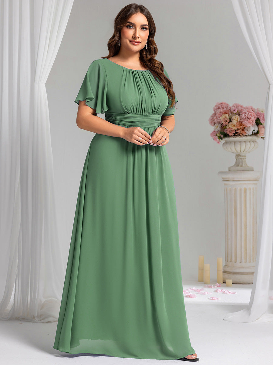 ever KIMORA|Ruched Chiffon Ruffle Sleeve Bridesmaid Dress
