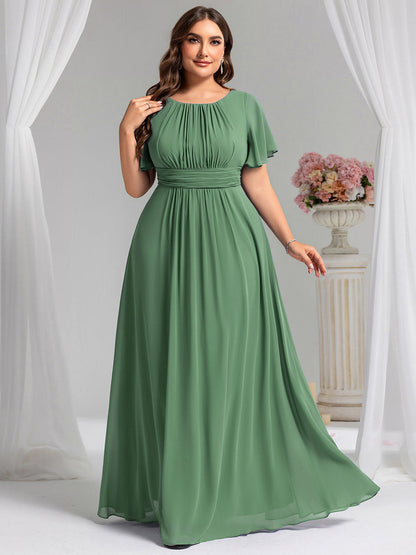 pretty KIMORA|Plus Size Printed Chiffon Pleated Maxi Wedding Guest Dress