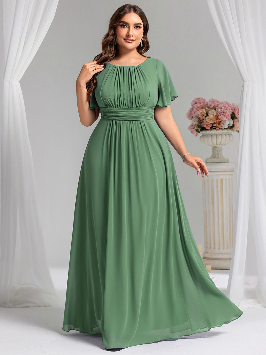 ever KIMORA|Ruched Chiffon Ruffle Sleeve Bridesmaid Dress