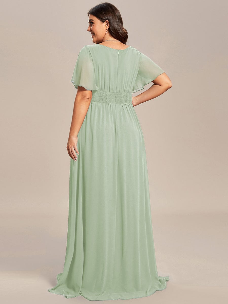 ever KIMORA|Maxi Chiffon Ruffles Sleeve Wedding Guest Dress