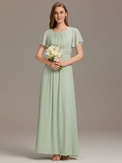 ever KIMORA|Maxi Chiffon Ruffles Sleeve Wedding Guest Dress