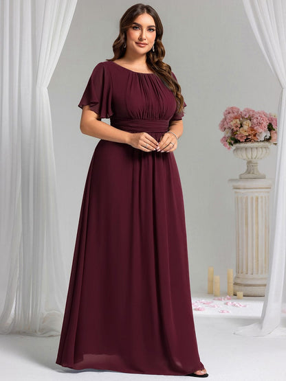 ever KIMORA|Maxi Chiffon Ruffles Sleeve Wedding Guest Dress
