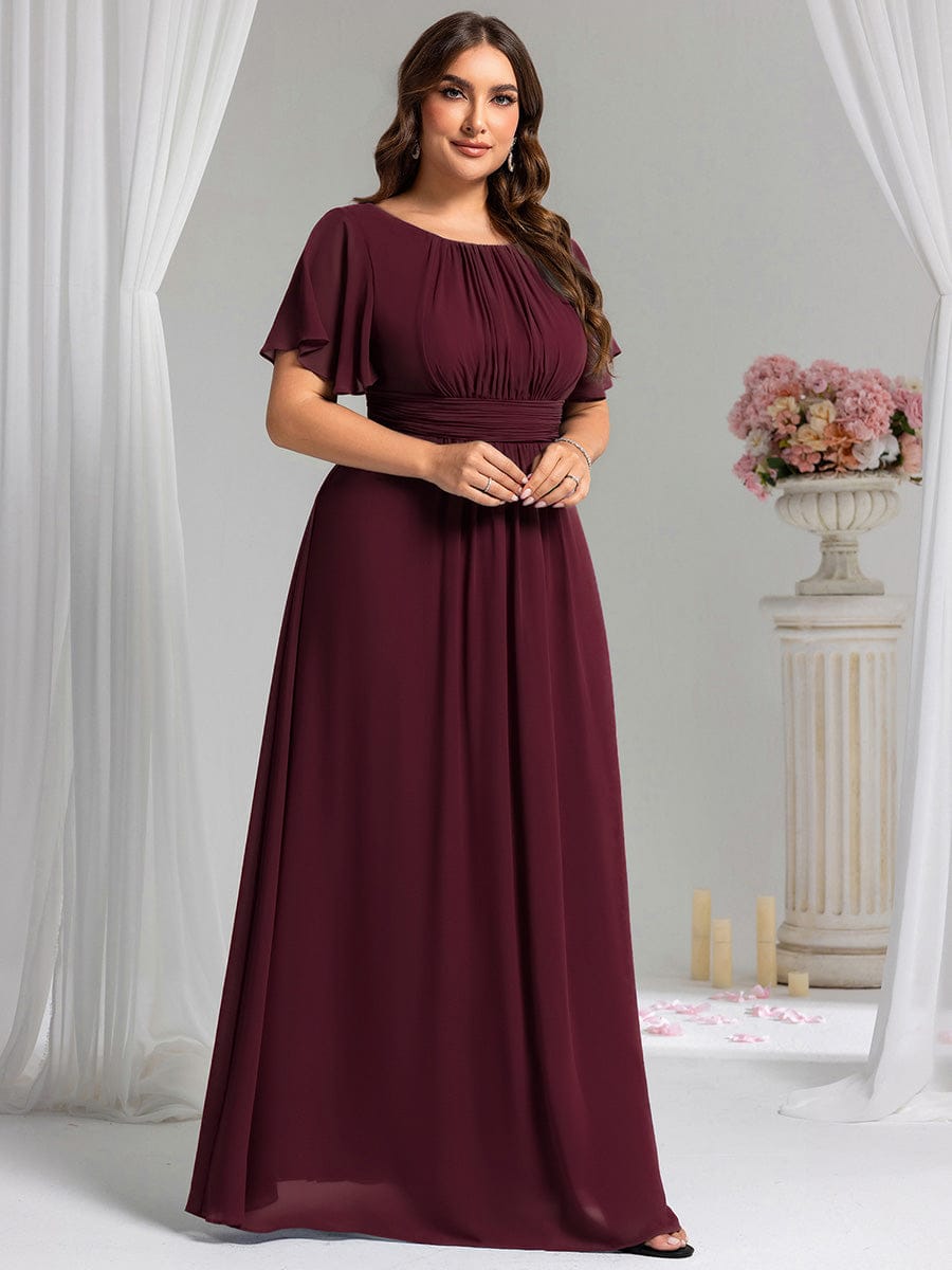 ever KIMORA|Simple Chiffon Pleated A-Line Bridesmaid Dress