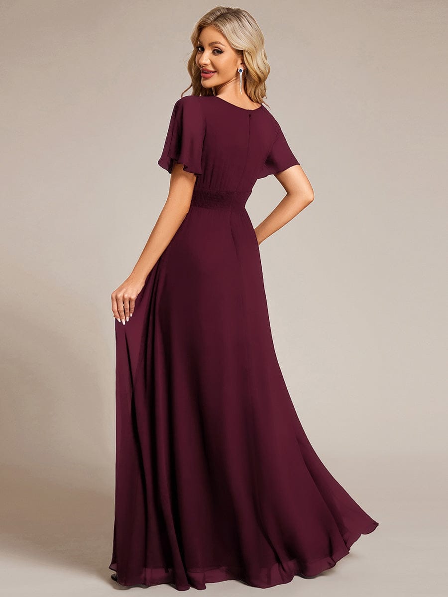 ever KIMORA|Maxi Chiffon Ruffles Sleeve Wedding Guest Dress