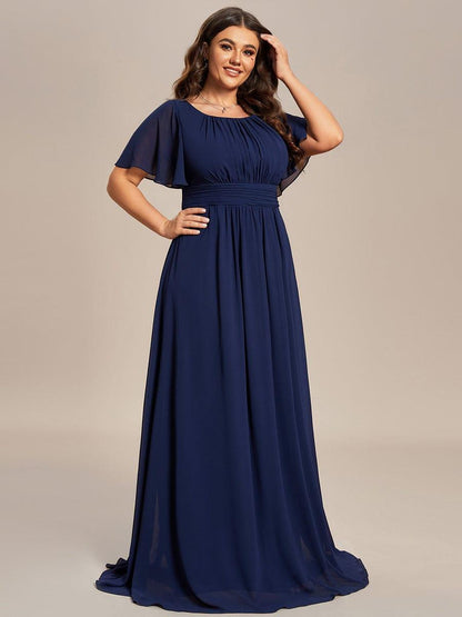 pretty KIMORA|Plus Size Printed Chiffon Pleated Maxi Wedding Guest Dress