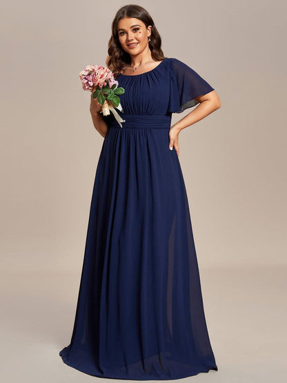 pretty KIMORA|Plus Size Printed Chiffon Pleated Maxi Wedding Guest Dress