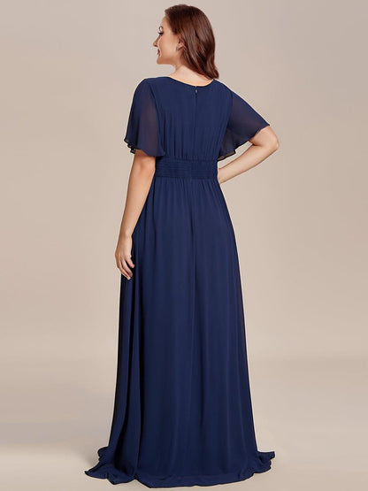 ever KIMORA|Maxi Chiffon Ruffles Sleeve Wedding Guest Dress