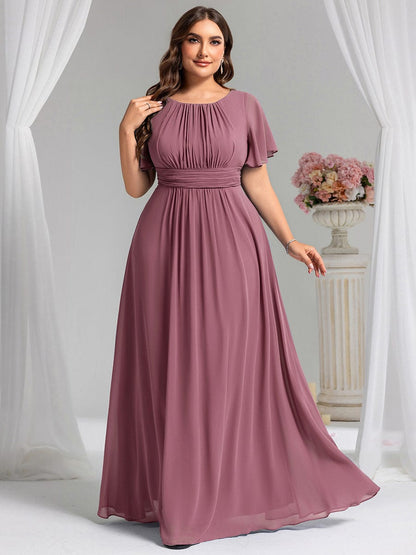 ever KIMORA|Maxi Chiffon Ruffles Sleeve Wedding Guest Dress