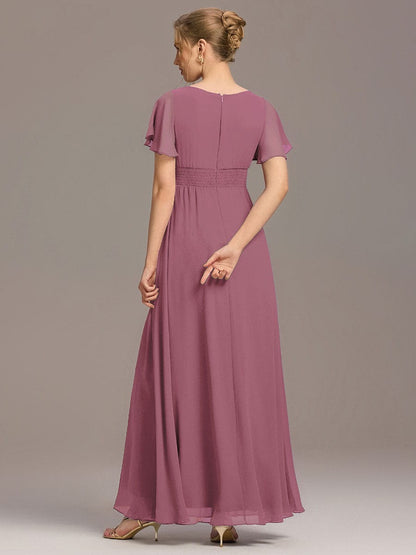 ever KIMORA|Maxi Chiffon Ruffles Sleeve Wedding Guest Dress