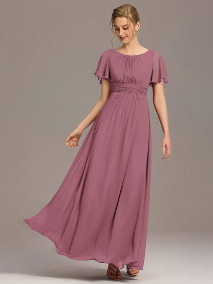 ever KIMORA|Maxi Chiffon Ruffles Sleeve Wedding Guest Dress