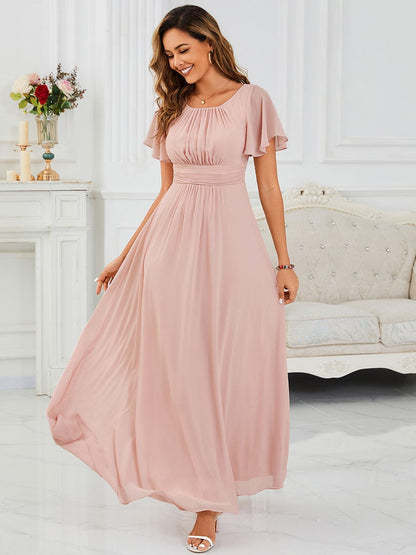 ever KIMORA|Maxi Chiffon Ruffles Sleeve Wedding Guest Dress