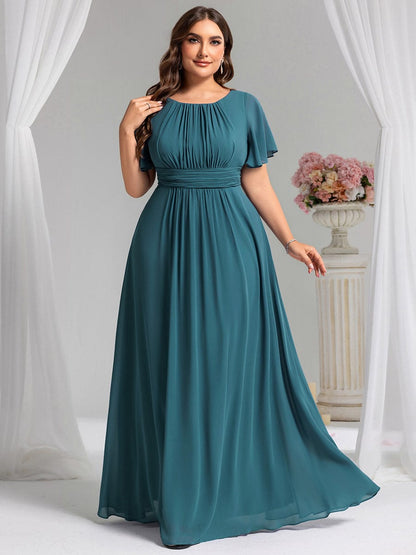 ever KIMORA|Maxi Chiffon Ruffles Sleeve Wedding Guest Dress