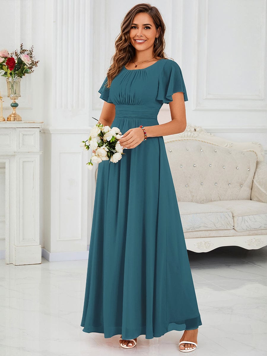ever KIMORA|Maxi Chiffon Ruffles Sleeve Wedding Guest Dress
