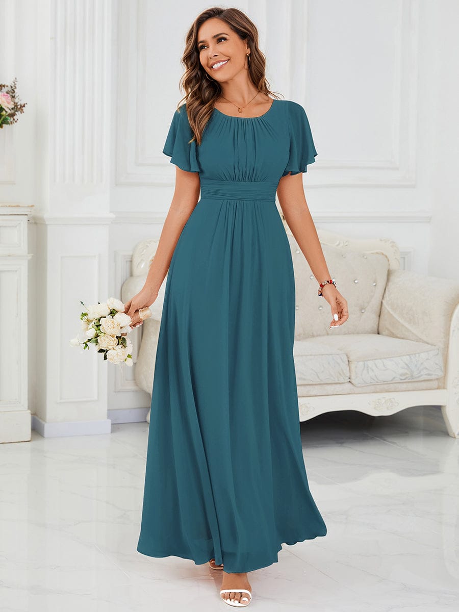 ever KIMORA|Maxi Chiffon Ruffles Sleeve Wedding Guest Dress
