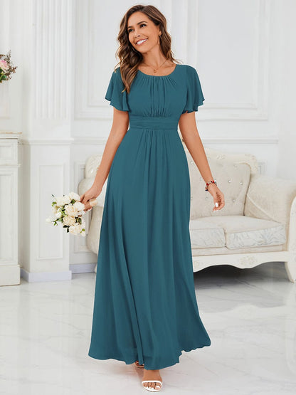 ever KIMORA|Maxi Chiffon Ruffles Sleeve Wedding Guest Dress